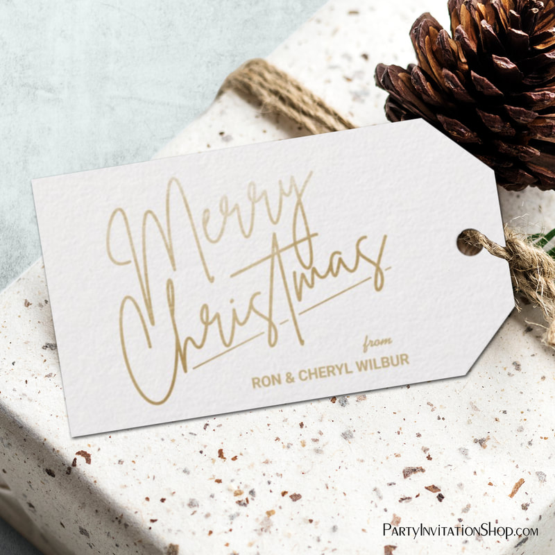 Gold Merry Christmas White Luxe Gift Tags