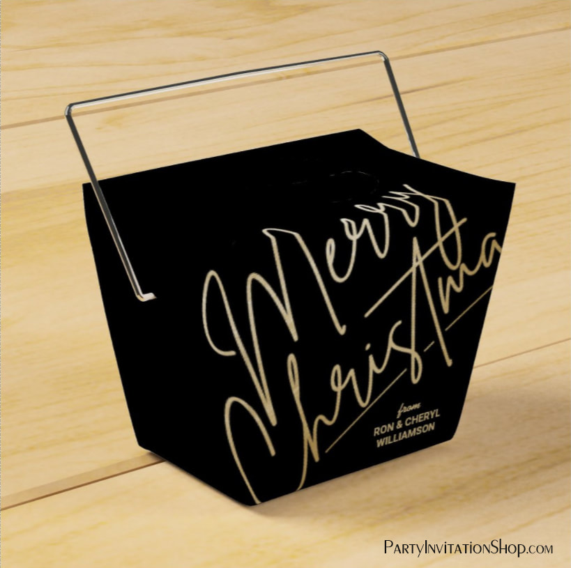 Gold Merry Christmas Black Favor Box
