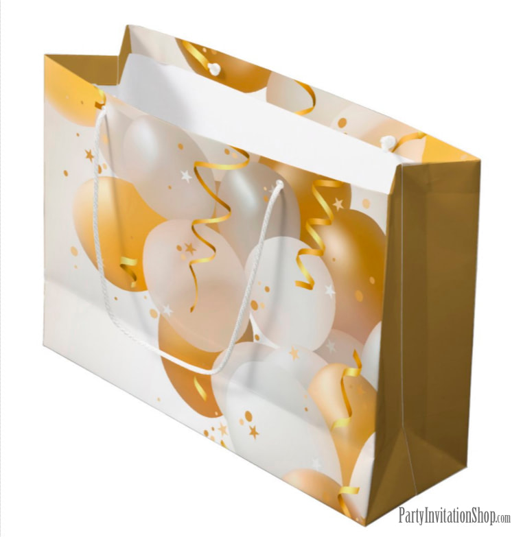 Gold and White Balloons Large Gift Bags