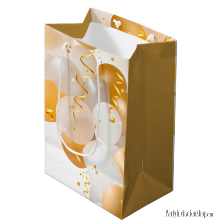 Gold and White Balloons Medium Gift Bags
