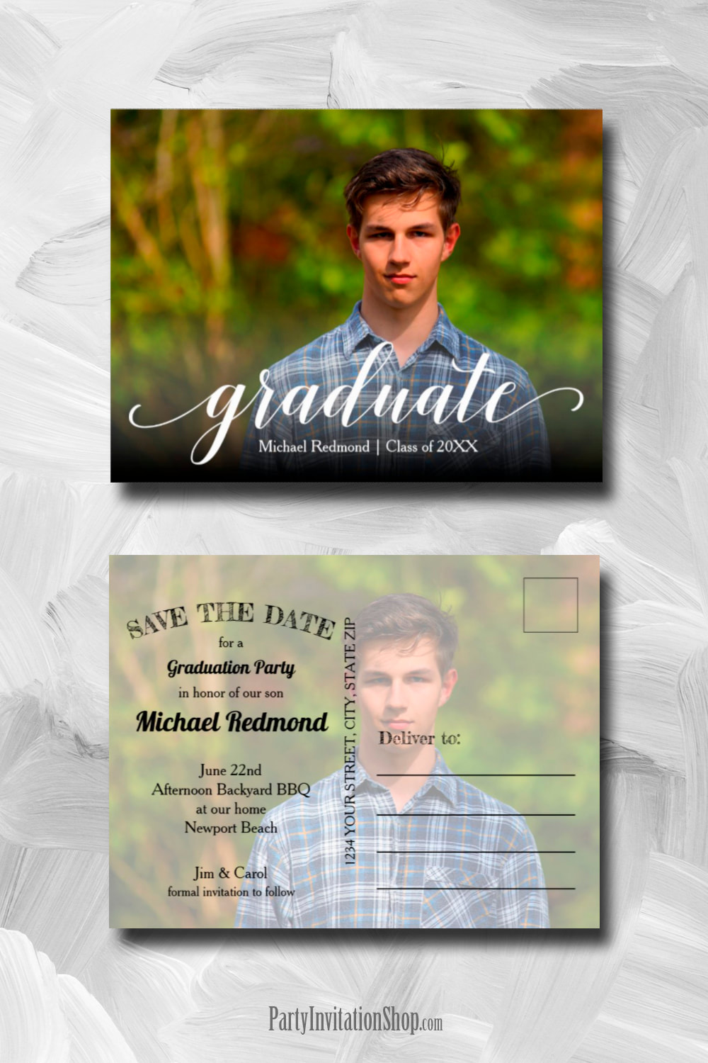 Elegant Script Graduation SAVE THE DATE Postcards