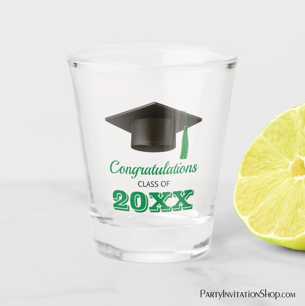 Green Congratulations College Graduate Shot Glass Party Favor