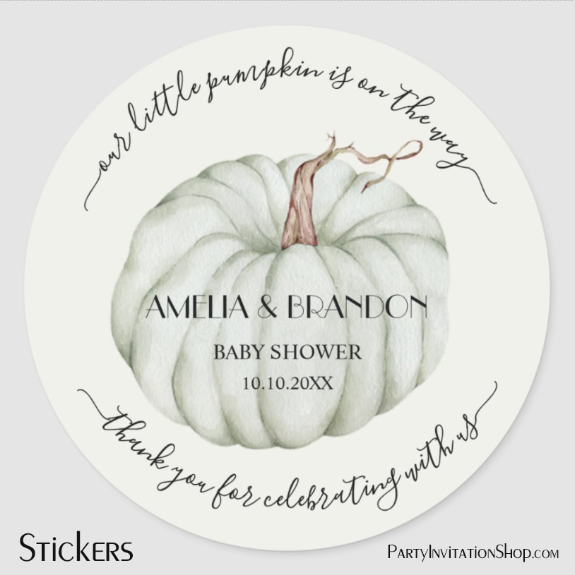 Green Little Pumpkin Baby Shower Thank You Classic Round Stickers