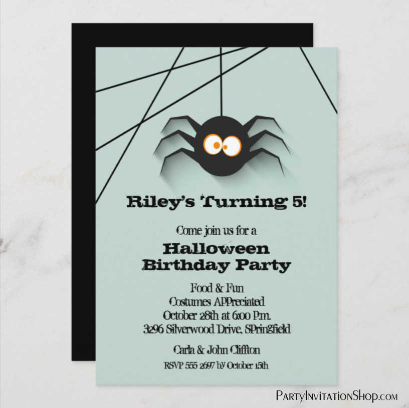 PiBlack Spider Halloween Birthday Party Invitationsture
