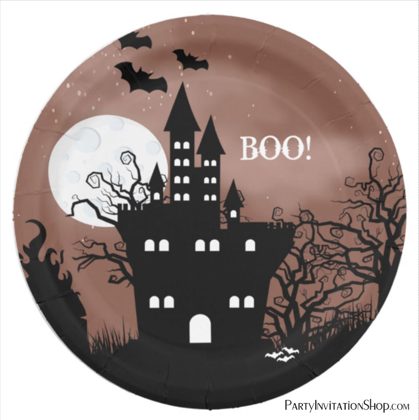 Halloween Haunted House Paper Plate