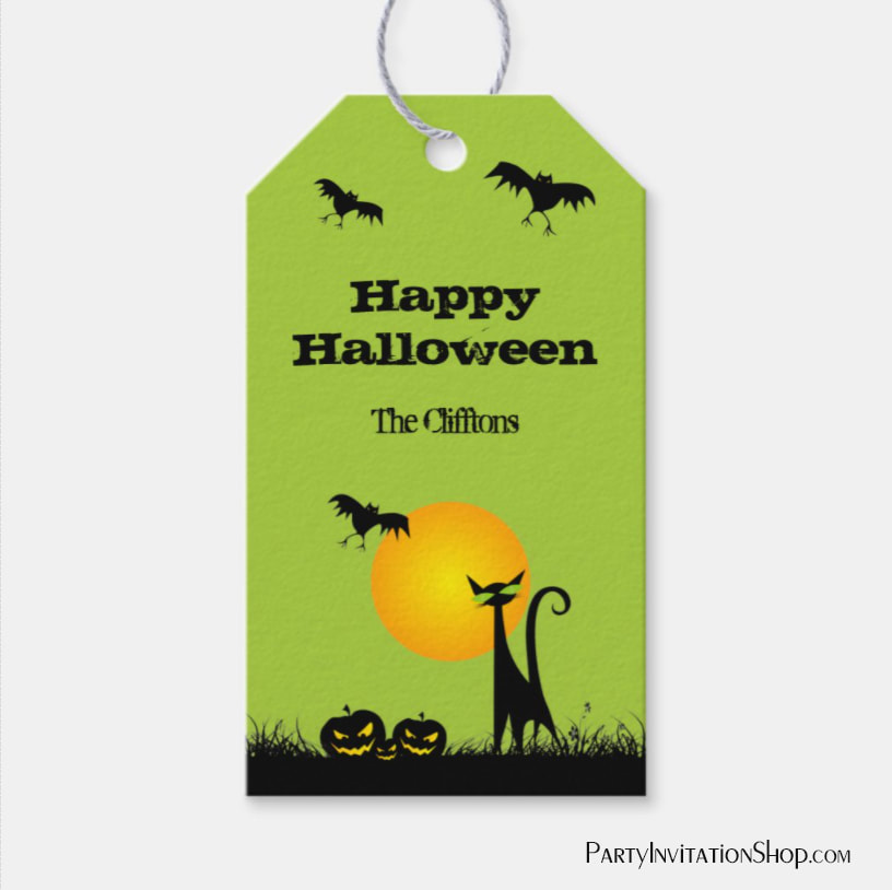 Black Cat Halloween Favor Gift Tags