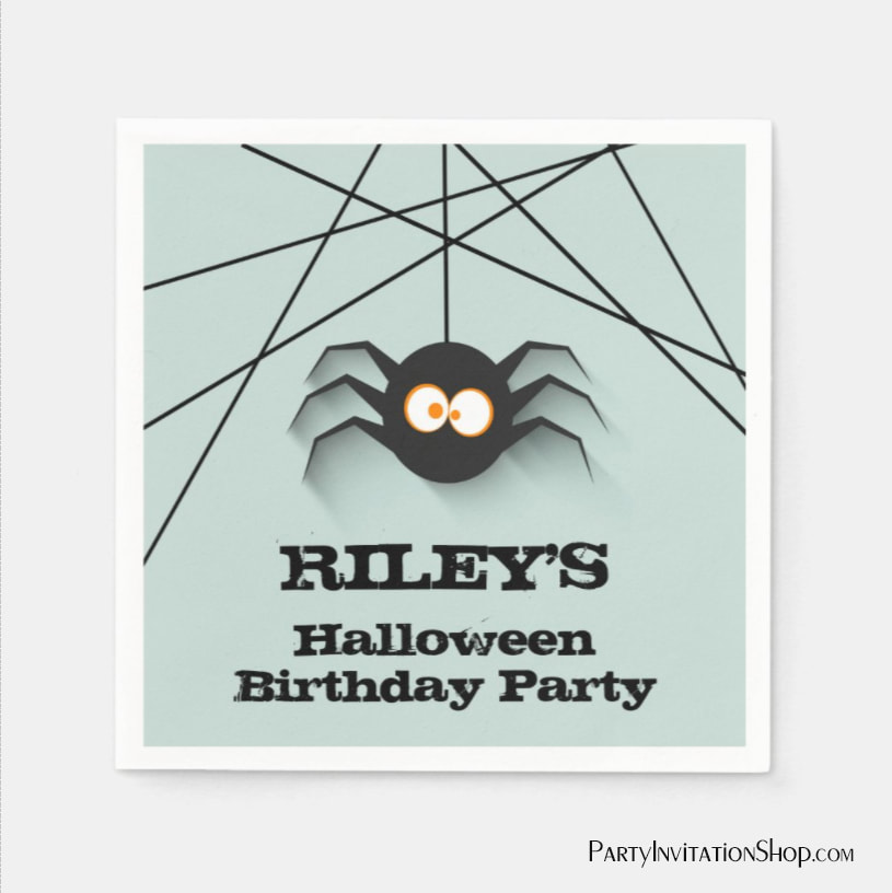 Black Spider Halloween Birthday Party Napkins
