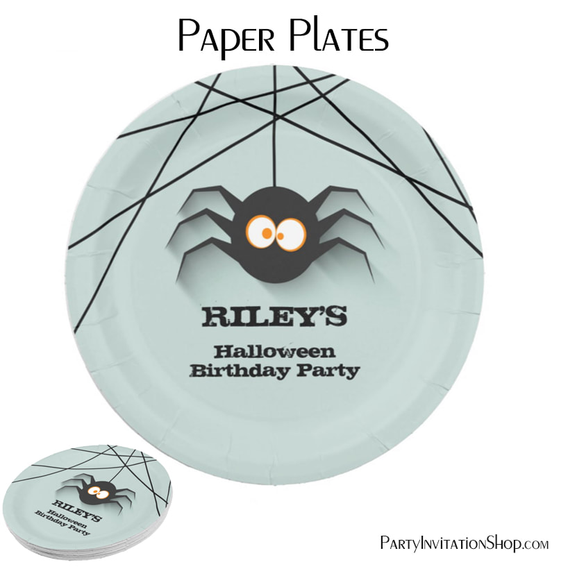 Black Spider Halloween Birthday Party Paper Plates