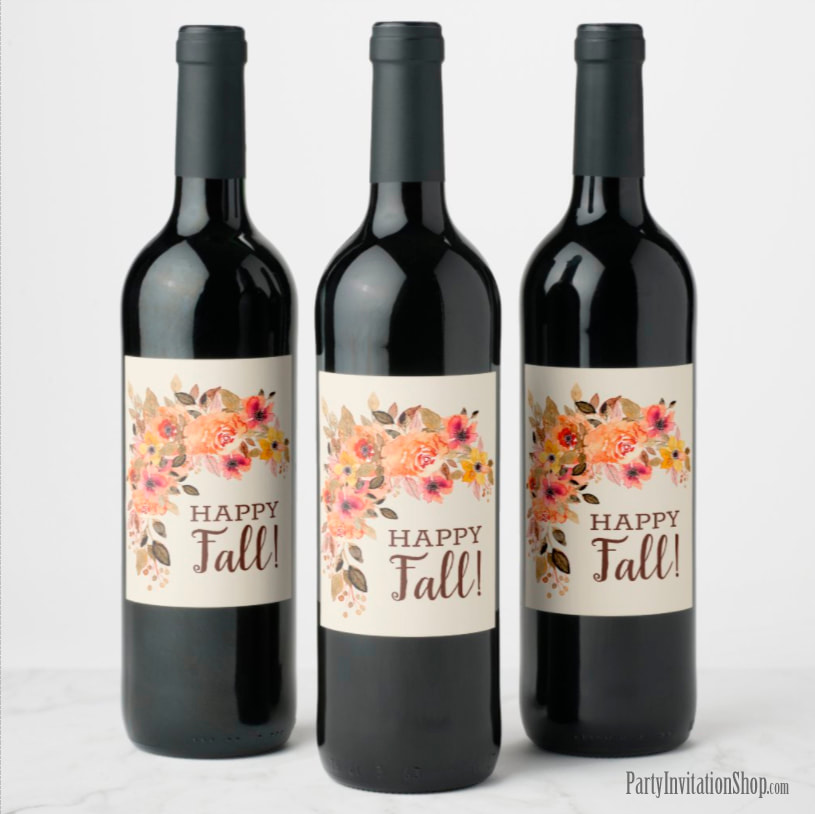 Happy Fall Wine Bottle Labels