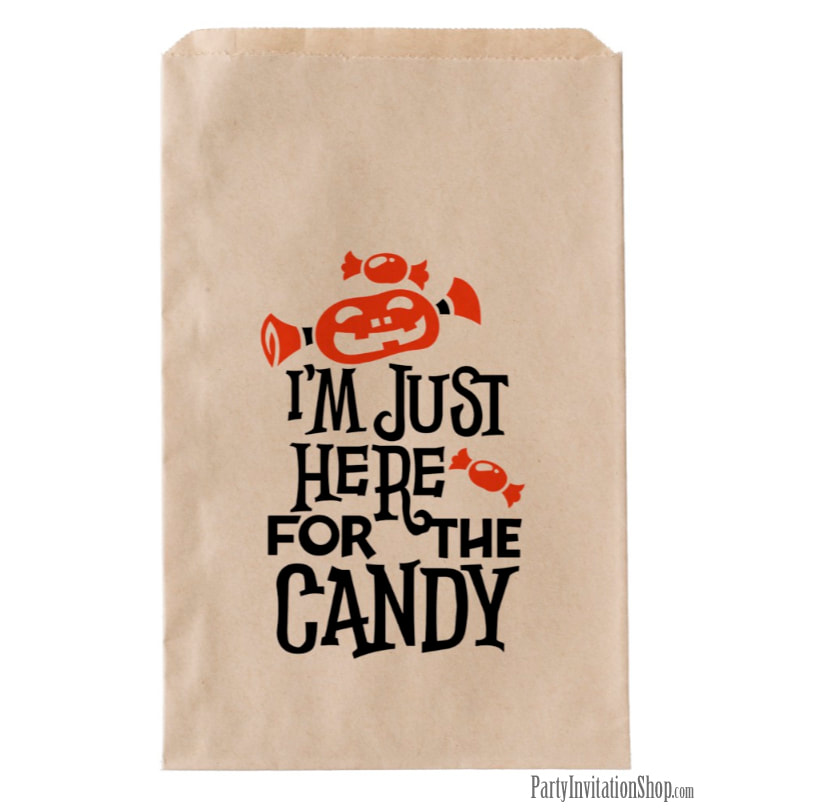 I'm Just Here for the Candy Green Halloween Party Favor Bags