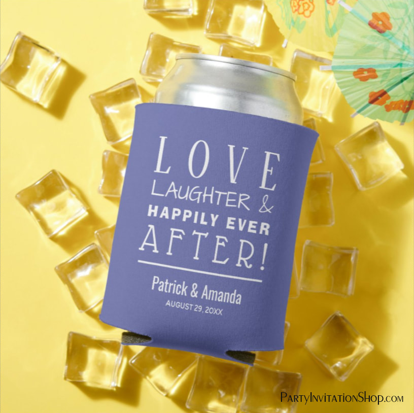 Love Laughter Happily Ever After INDIGO Can Cooler