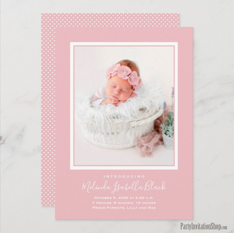 Pink Baby Photo Birth Announcements