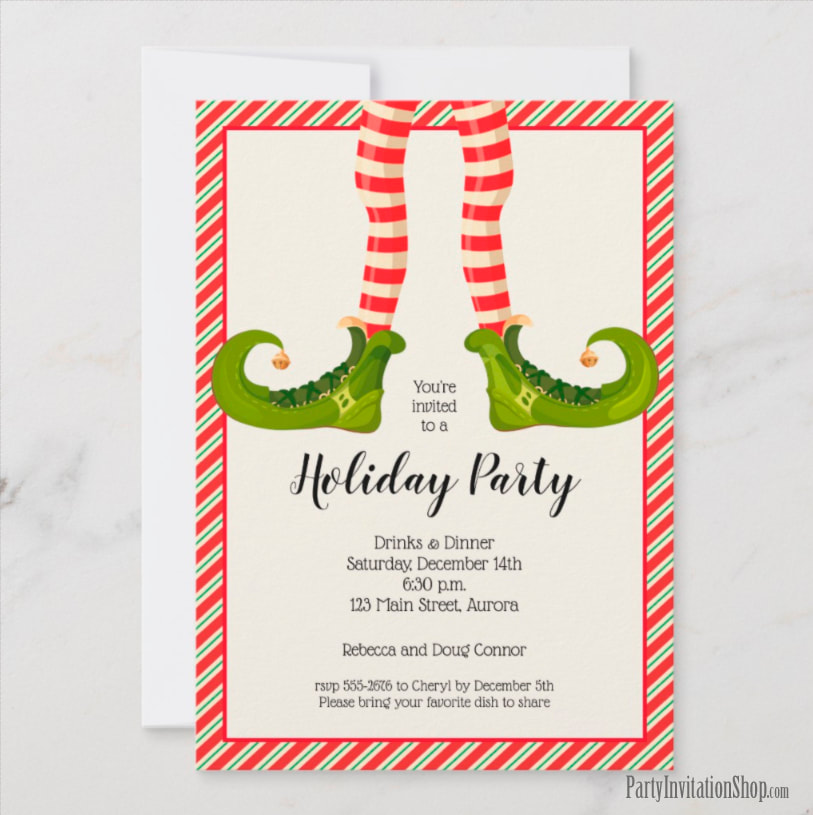 Party Invitations: Jolly Christmas Elf Legs at PartyInvitationShop.com
