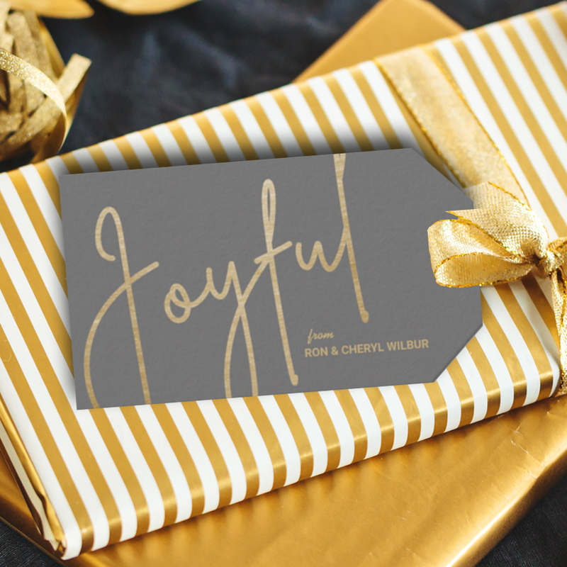 JOYFUL Gold Faux Foil Gray Gift Tags