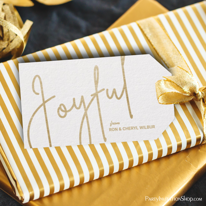 JOYFUL Gold Faux Foil White Gift Tags