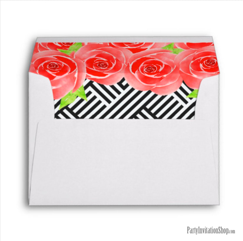 Invitation Envelope Liners: Boxed Stripes & Red Roses Kentucky Derby Party Supplies PLUS invitations, favors, and more. 