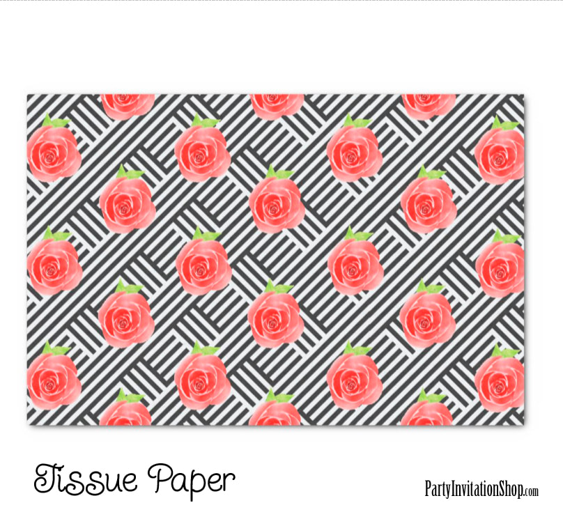 Red Roses and Stripes Tissue Paper