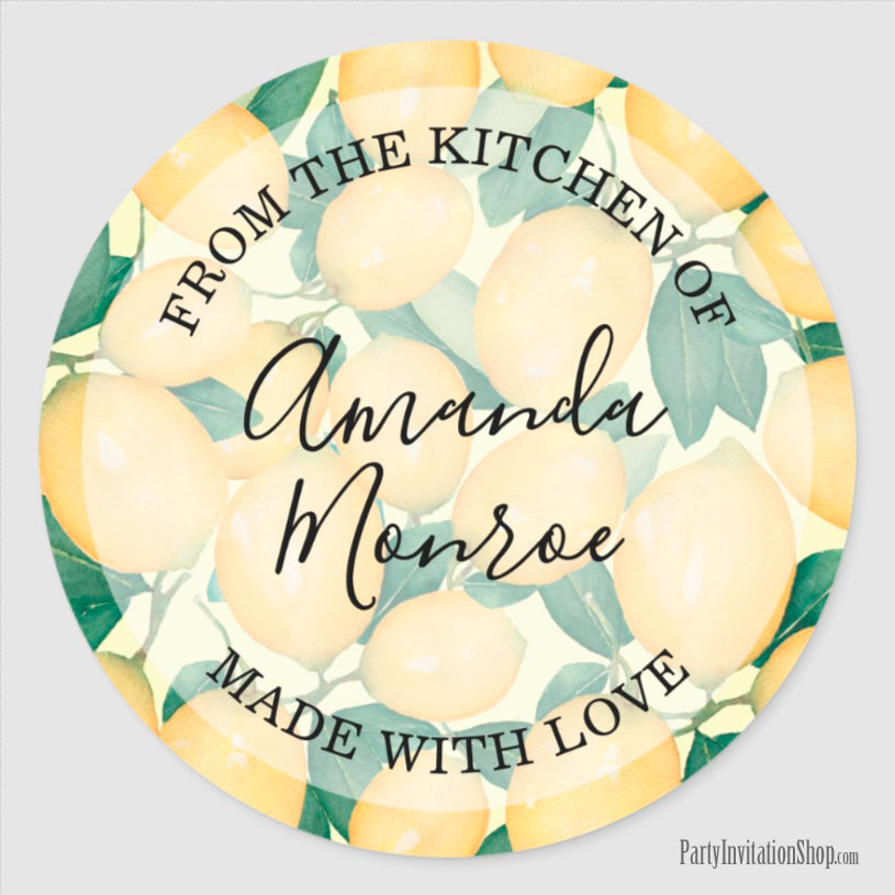 Watercolor Lemons FROM THE KITCHEN Classic Round Sticker