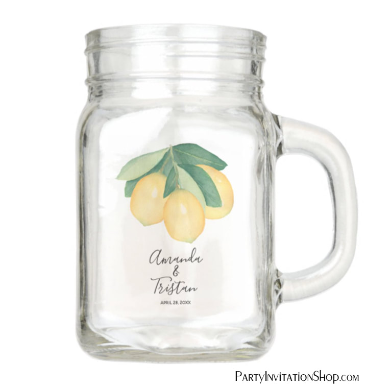 Lemons Citrus Custom Mason Jar Glasses