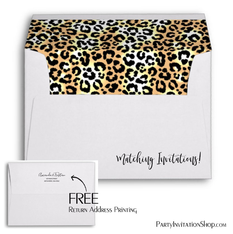 Leopard Animal Print Lined Envelope - FREE Return Address
