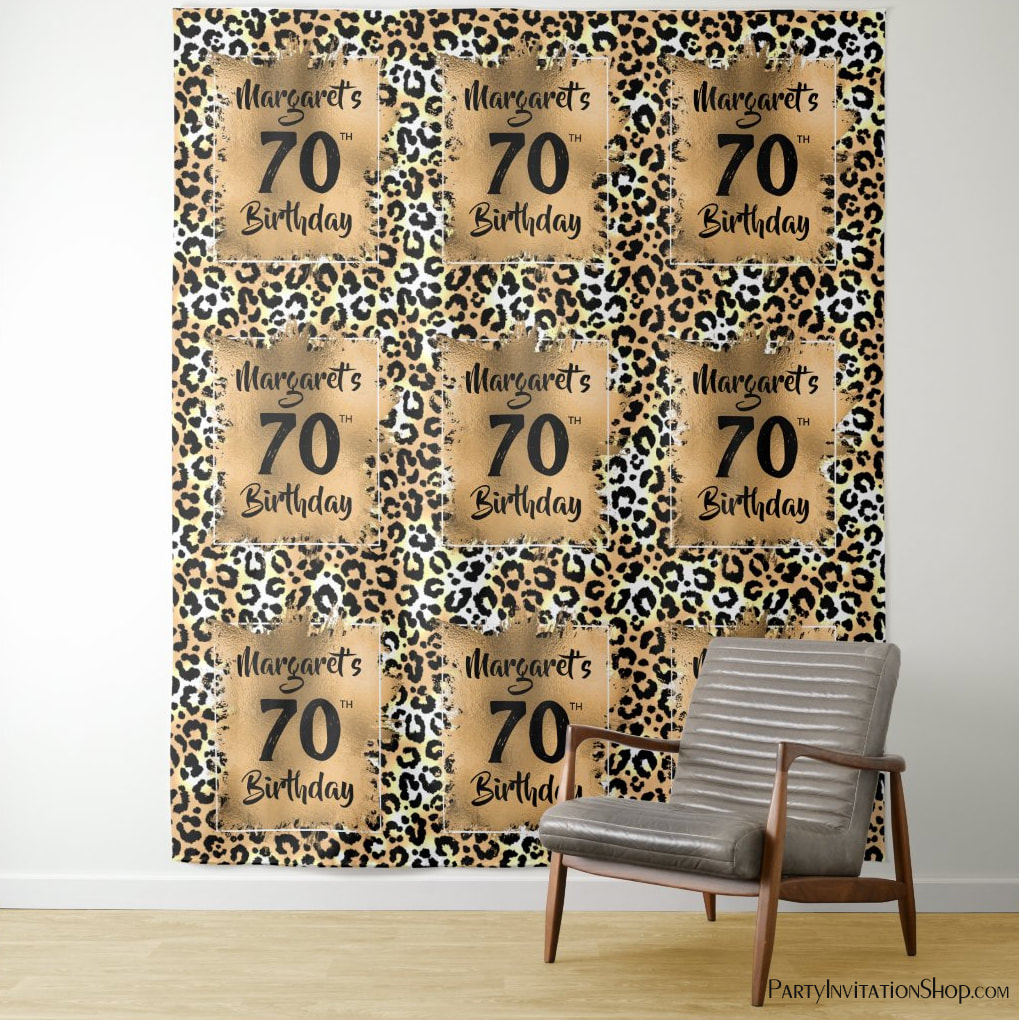 Leopard Animal Print Birthday Message Repeat Tapestry