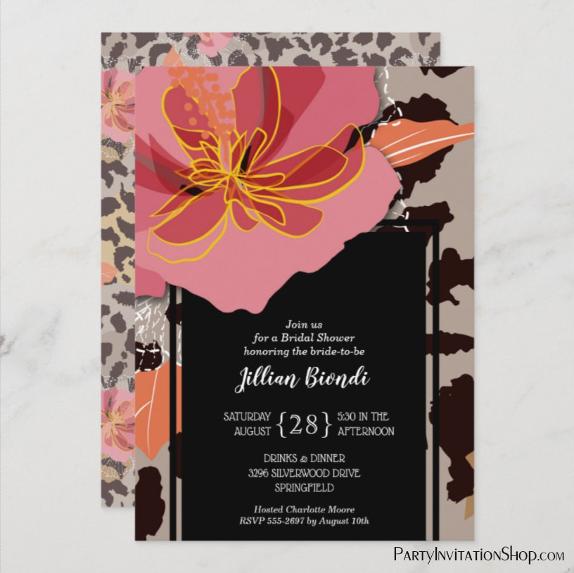 Pink Floral Leopard Animal Print Bridal Shower