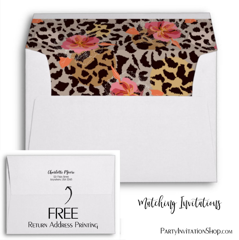 Leopard Floral 5 x 7 Return Address Envelopes