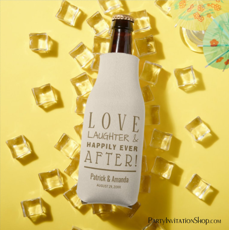 Love Laughter Wedding IVORY Bottle Cooler