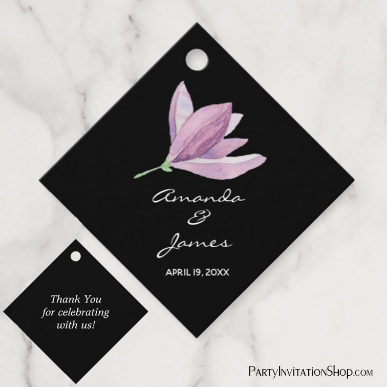 Thank You Purple Flower Favor Tags