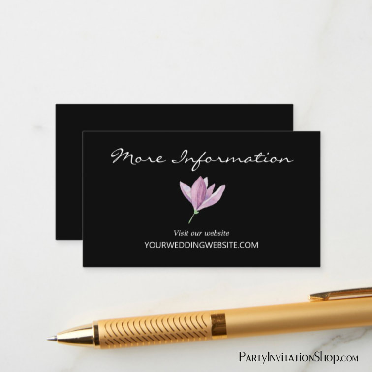 Purple Black Floral Wedding Website Enclosure Cards