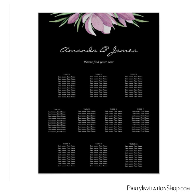 Floral Wedding 10 Table Seating Chart