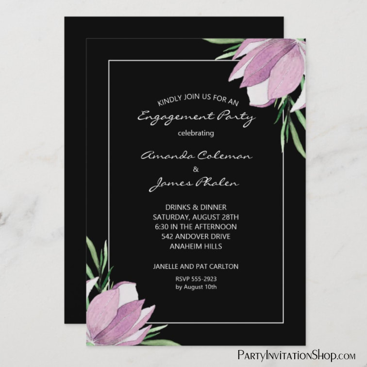 Magnolia Watercolor Engagement Party Invitations