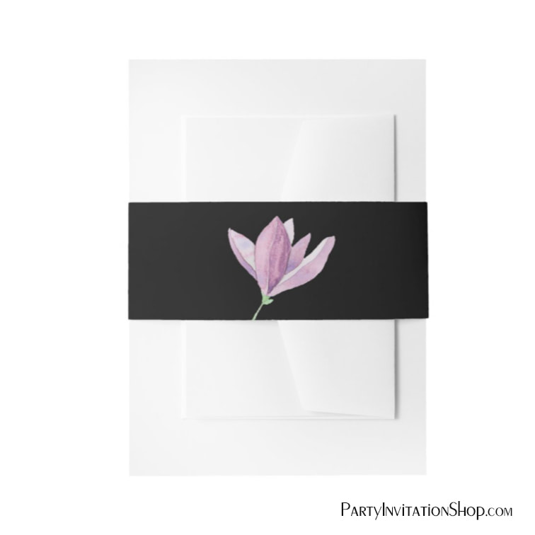 Watercolor Magnolia Flower Invitation Belly Bands