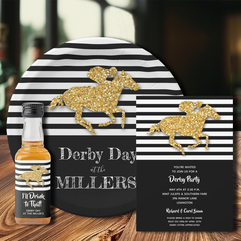 GOLD GLITTER HORSE KENTUCKY DERBY PARTY COLLECTION