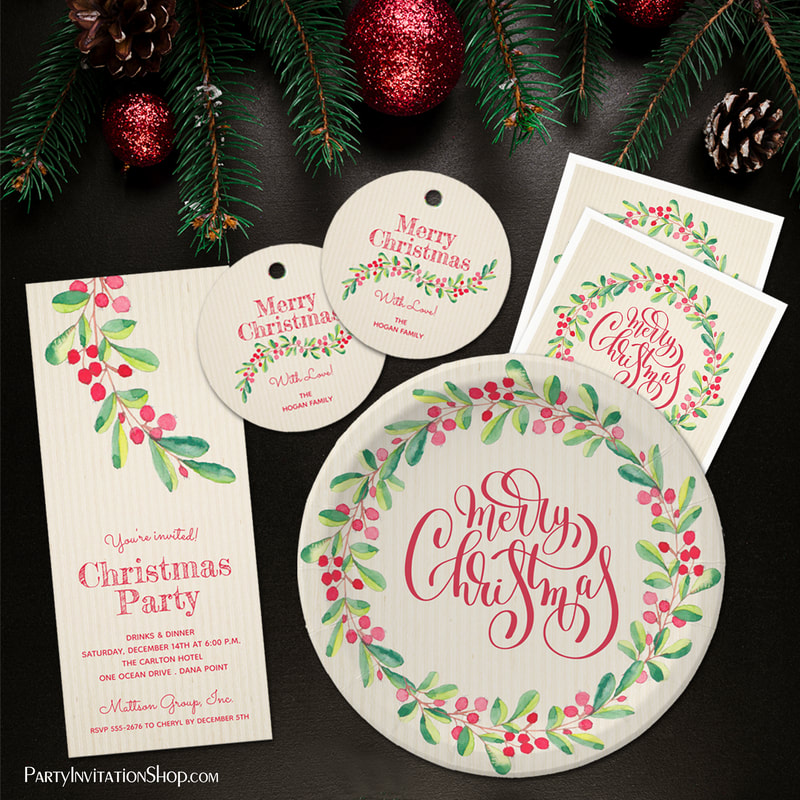 BERRIES AND LEAVES ON IVORY HOLIDAY COLLECTIONS