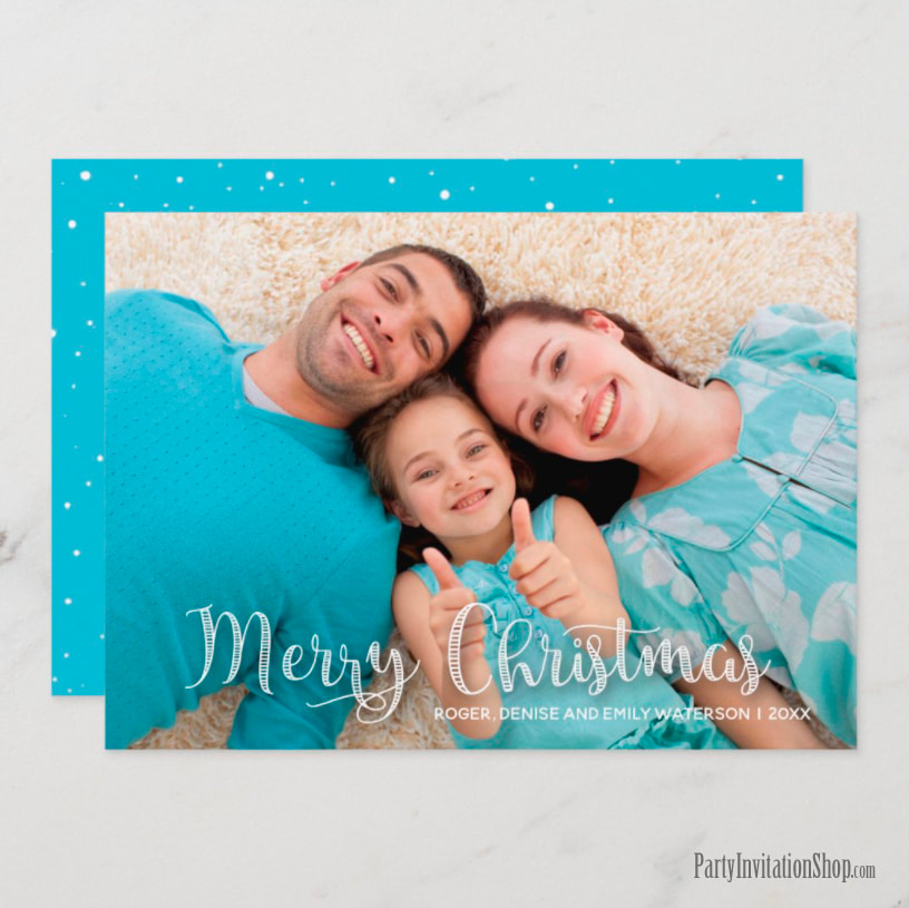 Merry Christmas Script Holiday Photo Cards at PartyInvitationShop.com
