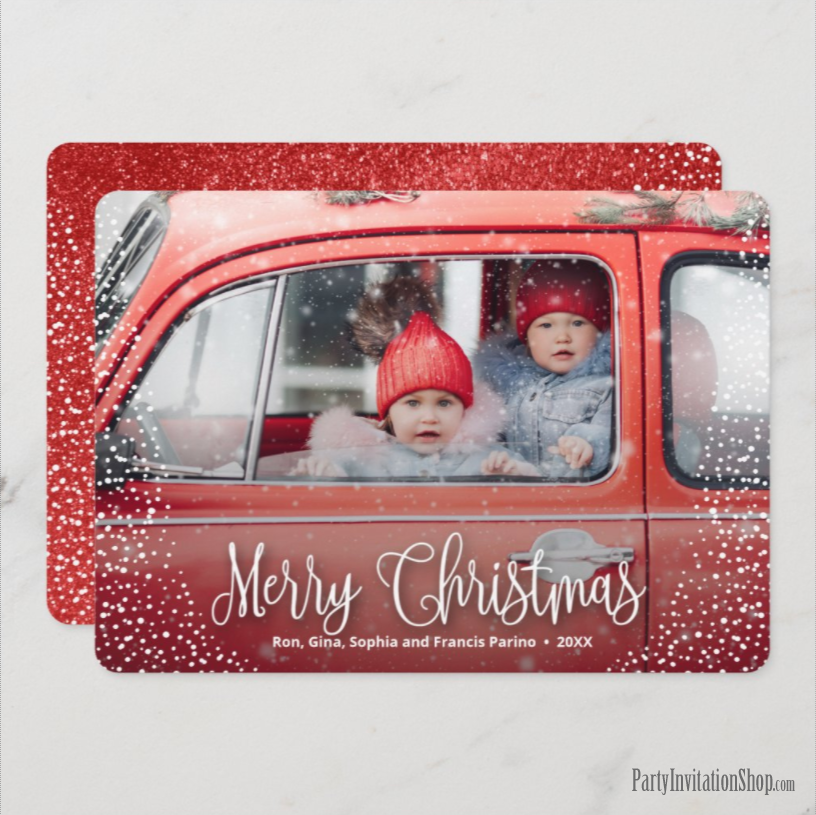 Merry Christmas Snowflake Photo Holiday Card