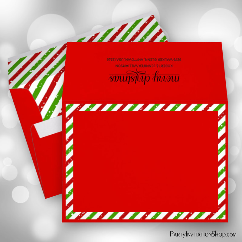 Christmas Stripes Holiday 5x7 Red Envelopes