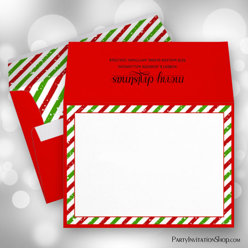 Christmas Stripes Holiday 5x7 Red Envelopes