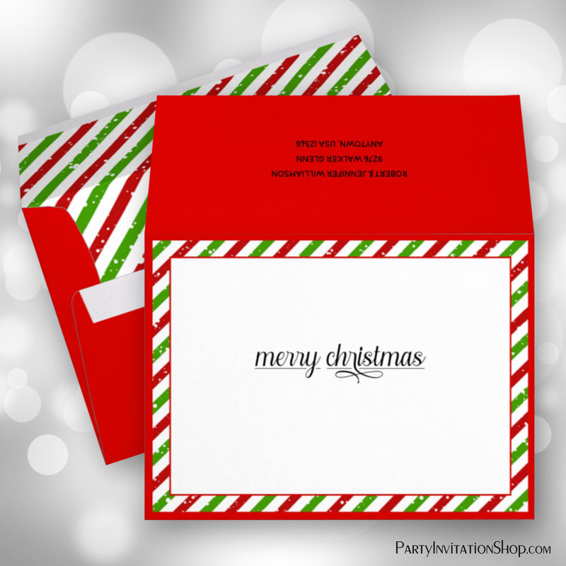 Christmas Stripes Holiday 5x7 Red Envelope