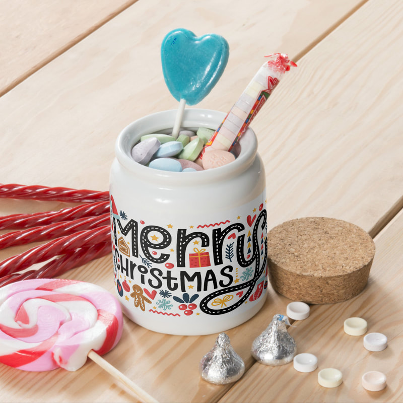 MERRY CHRISTMAS Typography Candy Jar