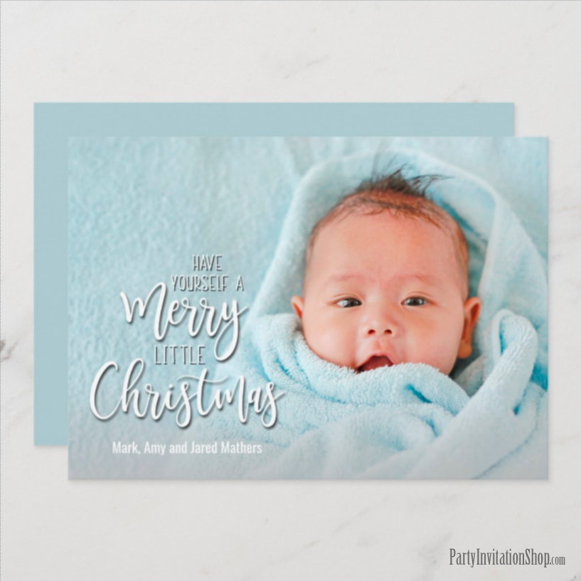 Merry Little Christmas Photo Birth Announcements
