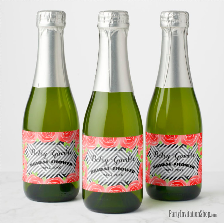 Mini Champagne Labels - Boxed Stripes & Red Roses Kentucky Derby Party Supplies PLUS invitations, favors, and more. 