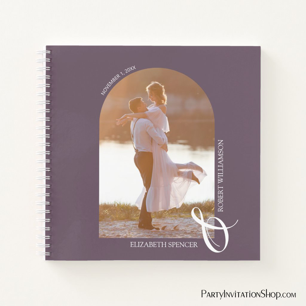 Purple Modern Photo Arch Wedding Guest Book