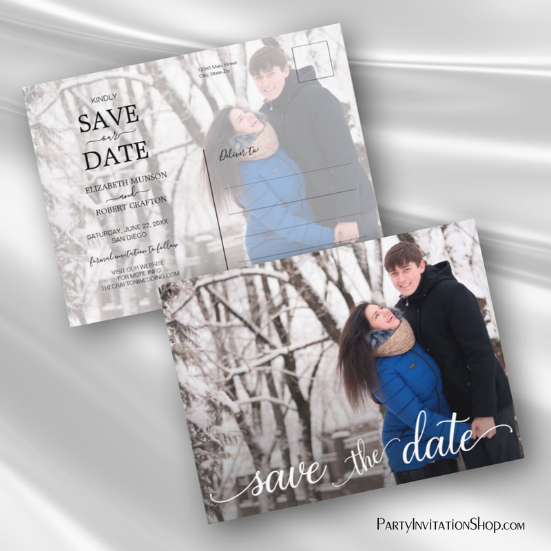 Modern Casual Script Photo Wedding Save the Date Announcement Postcards
