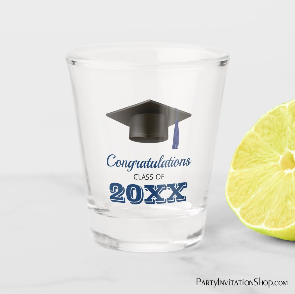 Navy Blue Congratulations College Graduation Shot Glass
