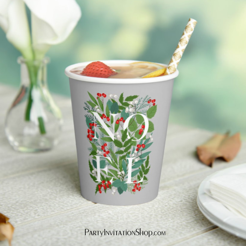 NOEL Berries and Greenery Christmas Paper Cups