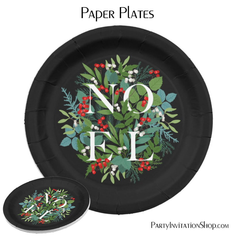 NOEL Berries and Greenery Christmas Paper Plates