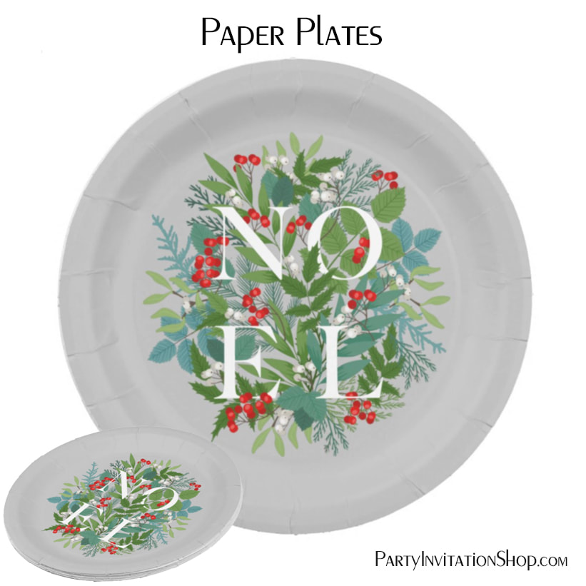 NOEL Berries and Greenery Christmas Paper Plates