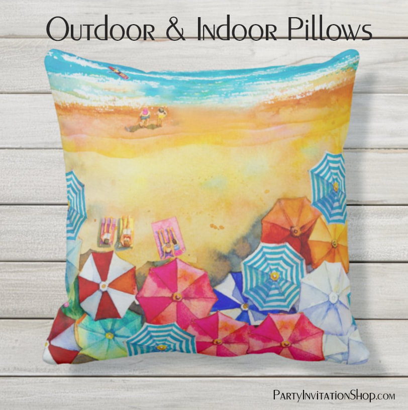 Beach Umbrellas Sand Outdoor Pillows